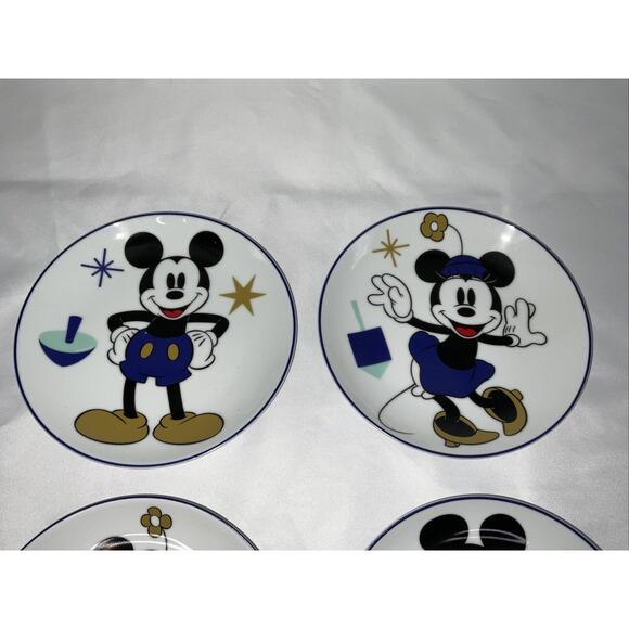 Disney Mickey & Minnie Mouse Hanukkah Celebration Appetizer Side Plates Set of 4 - Picture 2 of 6